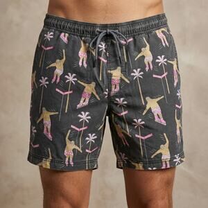 Party Pants Men's Medium Shorts Sloth Slow Your Roll Roller Skate Grey Pink